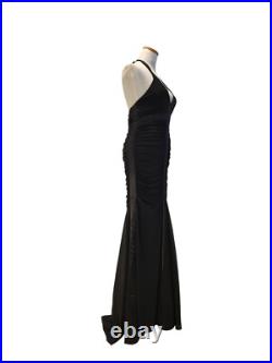 Vintage 90s Cache 30s Style Old Hollywood Black Formal Ruched Dress Gown NWT 4
