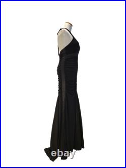 Vintage 90s Cache 30s Style Old Hollywood Black Formal Ruched Dress Gown NWT 4