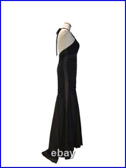 Vintage 90s Cache 30s Style Old Hollywood Black Formal Ruched Dress Gown NWT 4