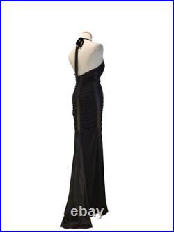 Vintage 90s Cache 30s Style Old Hollywood Black Formal Ruched Dress Gown NWT 4