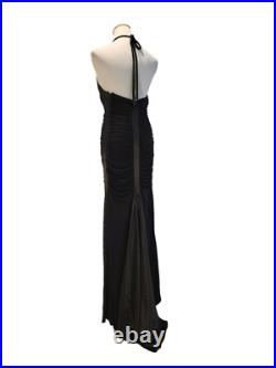 Vintage 90s Cache 30s Style Old Hollywood Black Formal Ruched Dress Gown NWT 4