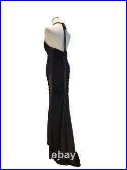 Vintage 90s Cache 30s Style Old Hollywood Black Formal Ruched Dress Gown NWT 4