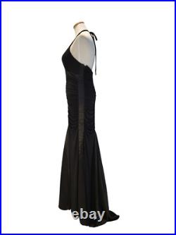 Vintage 90s Cache 30s Style Old Hollywood Black Formal Ruched Dress Gown NWT 4