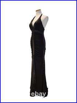 Vintage 90s Cache 30s Style Old Hollywood Black Formal Ruched Dress Gown NWT 4