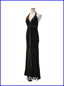 Vintage 90s Cache 30s Style Old Hollywood Black Formal Ruched Dress Gown NWT 4