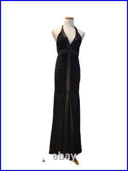 Vintage 90s Cache 30s Style Old Hollywood Black Formal Ruched Dress Gown NWT 4