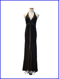 Vintage 90s Cache 30s Style Old Hollywood Black Formal Ruched Dress Gown NWT 4