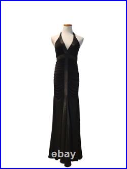 Vintage 90s Cache 30s Style Old Hollywood Black Formal Ruched Dress Gown NWT 4