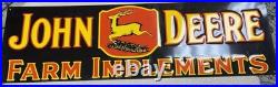 Vintage Antique Old Style John Deere Farm Implements Tractor Sign 42 x 13