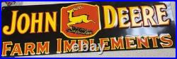 Vintage Antique Old Style John Deere Farm Implements Tractor Sign 42 x 13