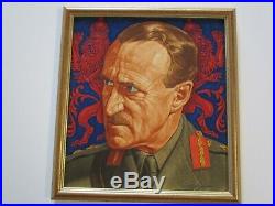 Vintage Antique Painting Wpa Style Industrial Portrait Old Military Paget Ww2