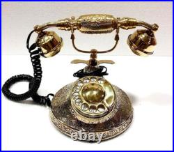 Vintage Antique Solid Beautiful Victorian Brass Rotary Dial Working Telephone