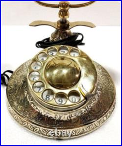 Vintage Antique Solid Beautiful Victorian Brass Rotary Dial Working Telephone