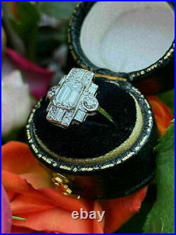 Vintage Art Deco 3.50 Ct Emerald Cut Lab-Created Diamond Old Romanian Style Ring