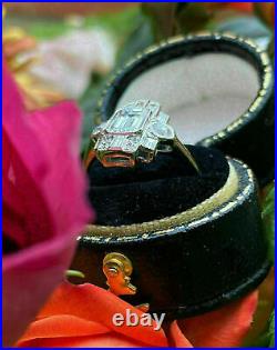 Vintage Art Deco 3.50 Ct Emerald Cut Lab-Created Diamond Old Romanian Style Ring