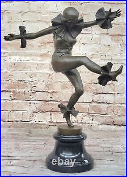 Vintage Art Deco Style Harlequin Jester Old Bronze Sculpture Statue Figure Sale