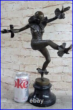 Vintage Art Deco Style Harlequin Jester Old Bronze Sculpture Statue Figure Sale