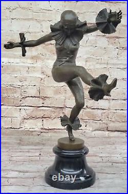 Vintage Art Deco Style Harlequin Jester Old Bronze Sculpture Statue Figure Sale