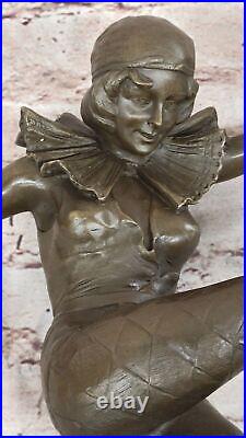 Vintage Art Deco Style Harlequin Jester Old Bronze Sculpture Statue Figure Sale