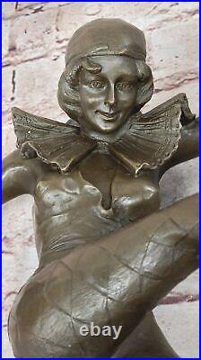 Vintage Art Deco Style Harlequin Jester Old Bronze Sculpture Statue Figure Sale