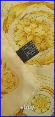 Vintage Atelier Versace Yellow 100% Silk Scarf Baroque Style New old Stock