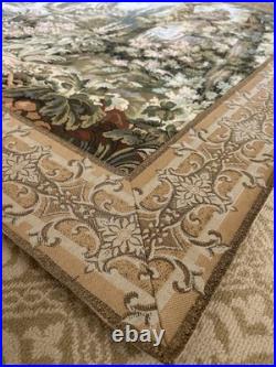 Vintage Aubusson Style Tapestry Pastoral Scene Old Mill French Jacquard Large