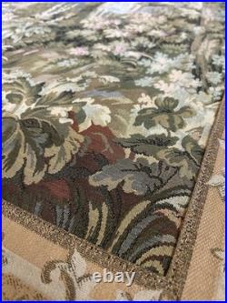 Vintage Aubusson Style Tapestry Pastoral Scene Old Mill French Jacquard Large
