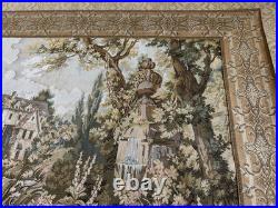 Vintage Aubusson Style Tapestry Pastoral Scene Old Mill French Jacquard Large