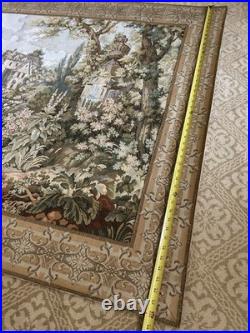 Vintage Aubusson Style Tapestry Pastoral Scene Old Mill French Jacquard Large
