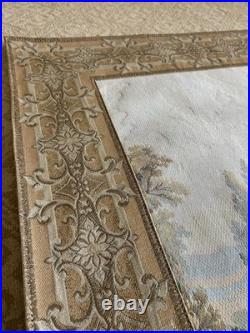 Vintage Aubusson Style Tapestry Pastoral Scene Old Mill French Jacquard Large