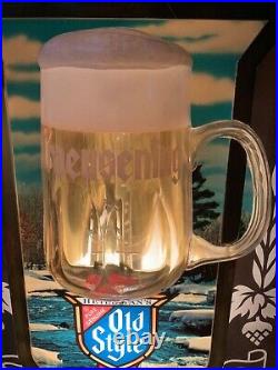 Vintage Beer Sign Lighted Bubbler Old Style Lake Scene 1980s Employee Owned