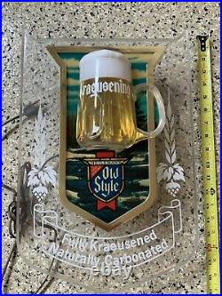 Vintage Beer Sign Lighted Bubbler Old Style Lake Scene 1980s Employee Owned