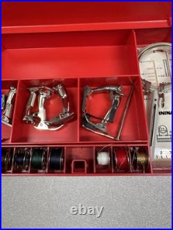 Vintage Bernina Sewing Machine Presser Foot & Attachments With Red Case Old Style