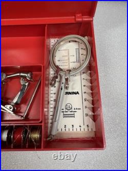 Vintage Bernina Sewing Machine Presser Foot & Attachments With Red Case Old Style