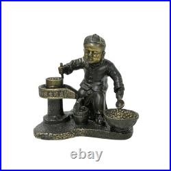 Vintage Bronze Color Metal Old Style Dressing Kid Grinding Pose Statue ws4742