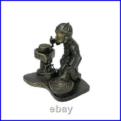 Vintage Bronze Color Metal Old Style Dressing Kid Grinding Pose Statue ws4742