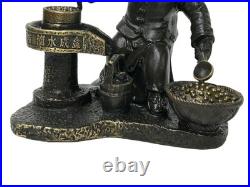 Vintage Bronze Color Metal Old Style Dressing Kid Grinding Pose Statue ws4742