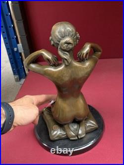 Vintage Bronze Sculpture Statue Woman Marble Nude Decor Paris Ponsard Rare Old