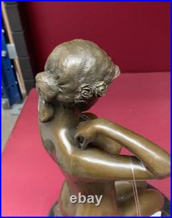 Vintage Bronze Sculpture Statue Woman Marble Nude Decor Paris Ponsard Rare Old