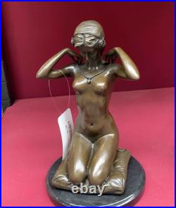 Vintage Bronze Sculpture Statue Woman Marble Nude Decor Paris Ponsard Rare Old