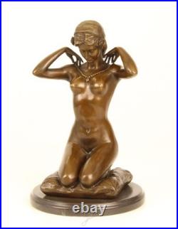 Vintage Bronze Sculpture Statue Woman Marble Nude Decor Paris Ponsard Rare Old