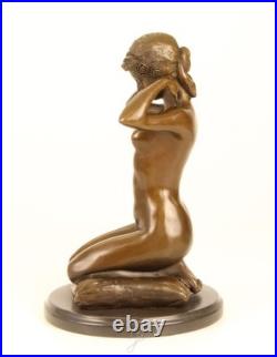 Vintage Bronze Sculpture Statue Woman Marble Nude Decor Paris Ponsard Rare Old