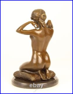 Vintage Bronze Sculpture Statue Woman Marble Nude Decor Paris Ponsard Rare Old