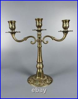 Vintage Candlestick Holder Antique Decor Collectible Metal Old Style 3-Light