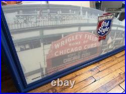 Vintage Chicago Cubs Wrigley Field Old Style Beer Bar Sign Mirror 5'x3' ft Size