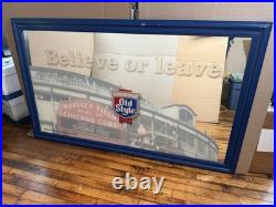 Vintage Chicago Cubs Wrigley Field Old Style Beer Bar Sign Mirror 5'x3' ft Size