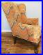 Vintage-Chippendale-Style-Large-Wing-Back-Chair-Carved-Claw-Foot-worn-old-Fabric-01-jsub