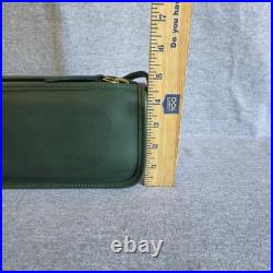Vintage Coach Zippered Pouch Style 9655 Rare Green Soft Leather Old Coach USA