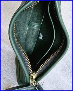 Vintage Coach Zippered Pouch Style 9655 Rare Green Soft Leather Old Coach USA