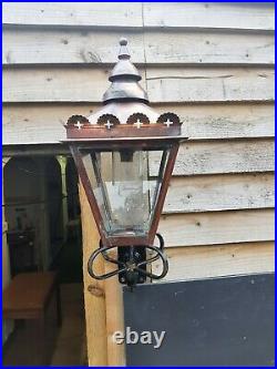 Vintage Copper Lamp Lantern Outside Wall Mounted Victorian style Old Large Light